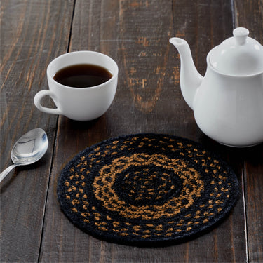 Black & Tan Jute Braided Trivet 8